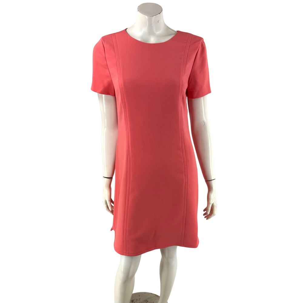 Vince Camuto Shift Womens Dress Size 12 Melon Pink Short Sleeve Solid NEW